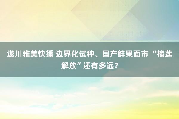 泷川雅美快播 边界化试种、国产鲜果面市 “榴莲解放”还有多远？