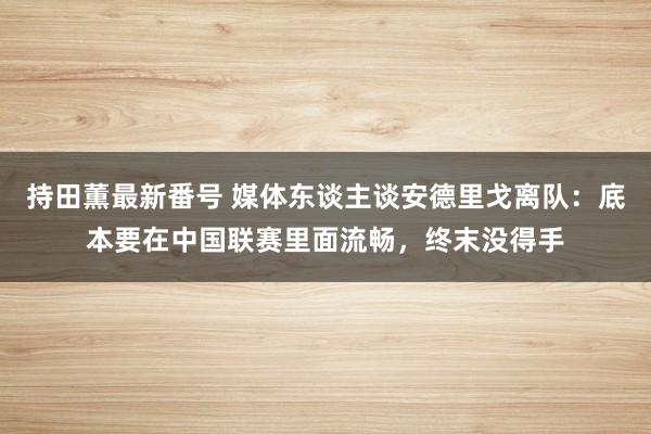 持田薫最新番号 媒体东谈主谈安德里戈离队：底本要在中国联赛里面流畅，终末没得手