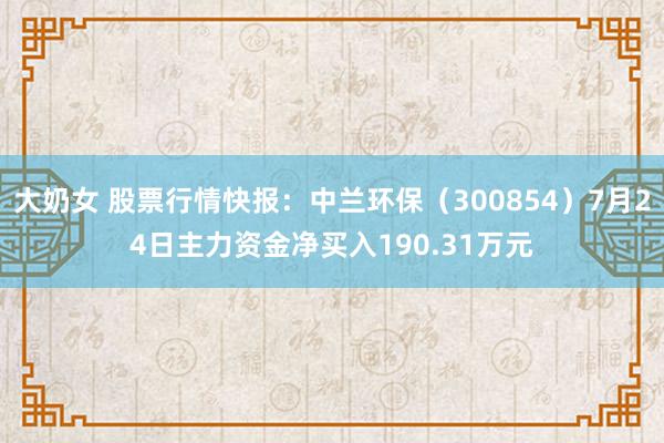 大奶女 股票行情快报：中兰环保（300854）7月24日主力资金净买入190.31万元