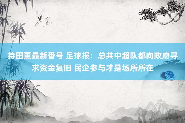 持田薫最新番号 足球报：总共中超队都向政府寻求资金复旧 民企参与才是场所所在