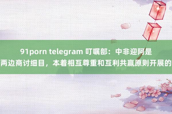 91porn telegram 叮嘱部：中非迎阿是两边商讨细目，本着相互尊重和互利共赢原则开展的