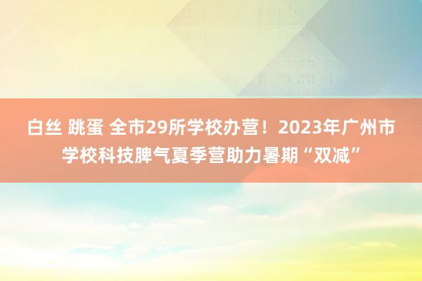 白丝 跳蛋 全市29所学校办营！2023年广州市学校科技脾气夏季营助力暑期“双减”